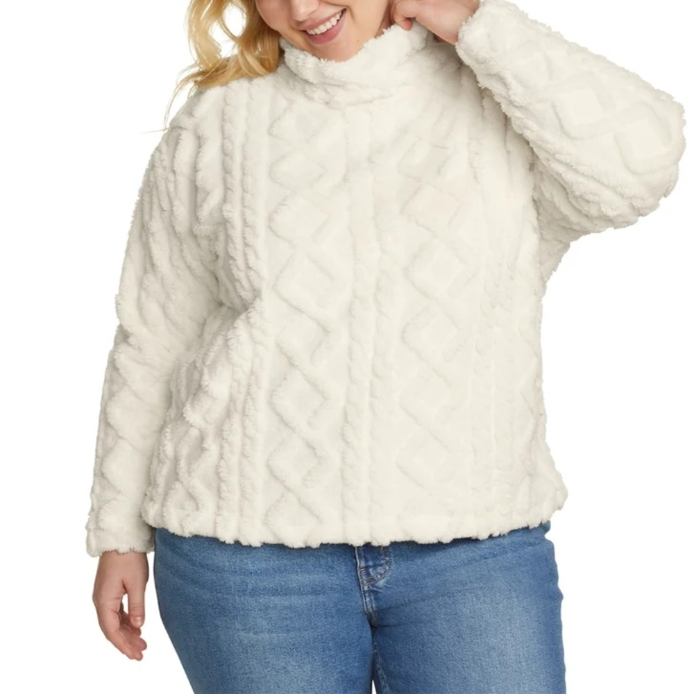 Eddie Bauer Cream Textured Turtleneck Sweater‎